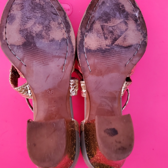 Miss L Fire Elegant Gold and Light Green Women's Shoes - Picture 7 of 9